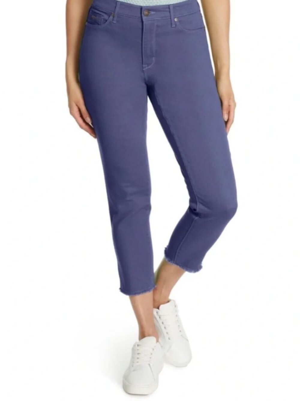 Nine West Slate Blue Mid Rise Gramercy Cropped Pants w/ Raw Hem